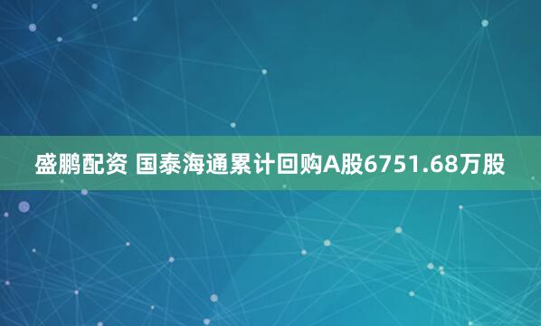 盛鹏配资 国泰海通累计回购A股6751.68万股